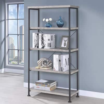 Mid-Century Industrial Driftwood Design Home Office Bookcase Display