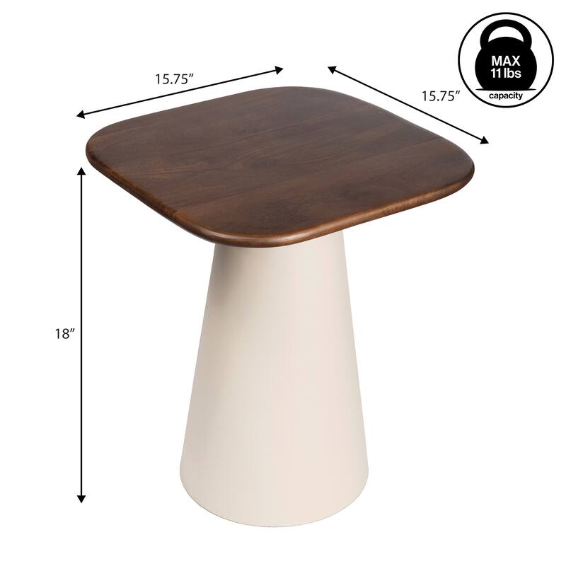 Skye 18" Square Wood/Metal Accent Table - 15.75L x 15.75W x 18H
