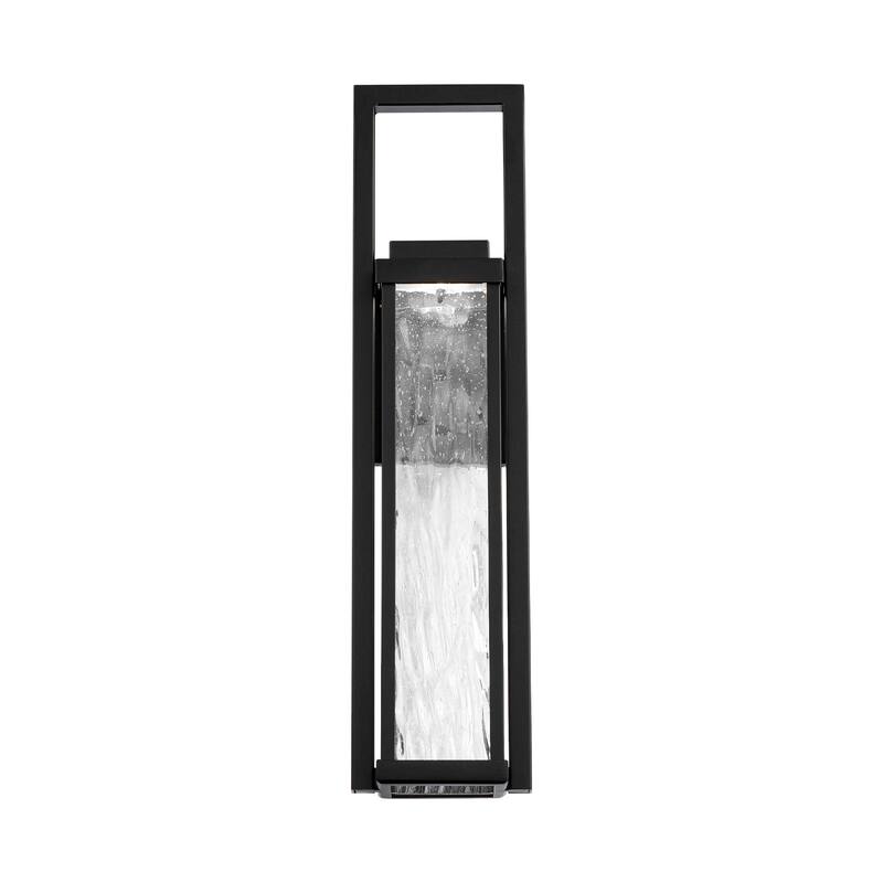 Revere 20in LED Indoor or Outdoor Wall Lantern 3000K with Seeded Hammered Glass in Black - Black - 20-inch