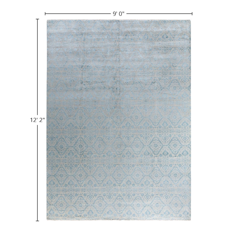 Ikat One-of-a-Kind Hand-Knotted Area Rug, Ivory - 9' 0" x 12' 2"