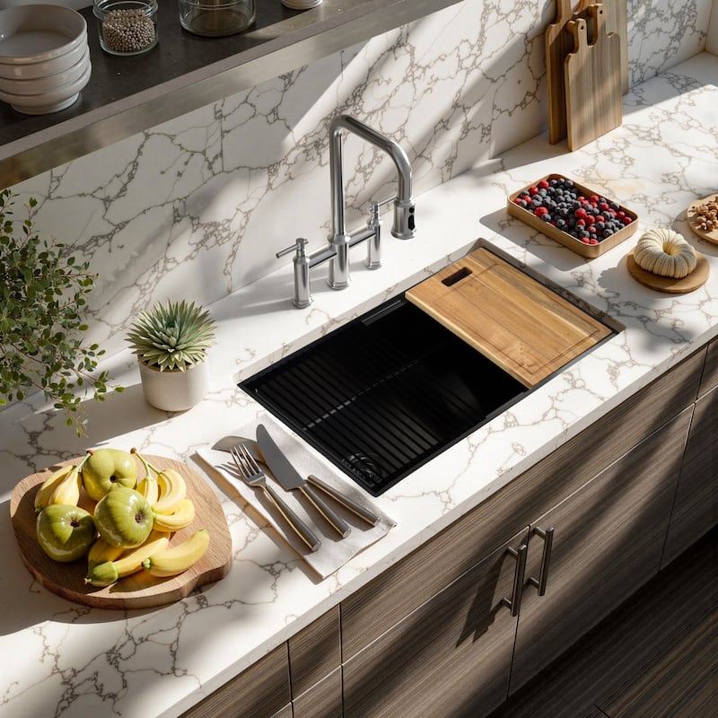 WOWOW Drop-In Single-Bowl Kitchen Sink in Modern