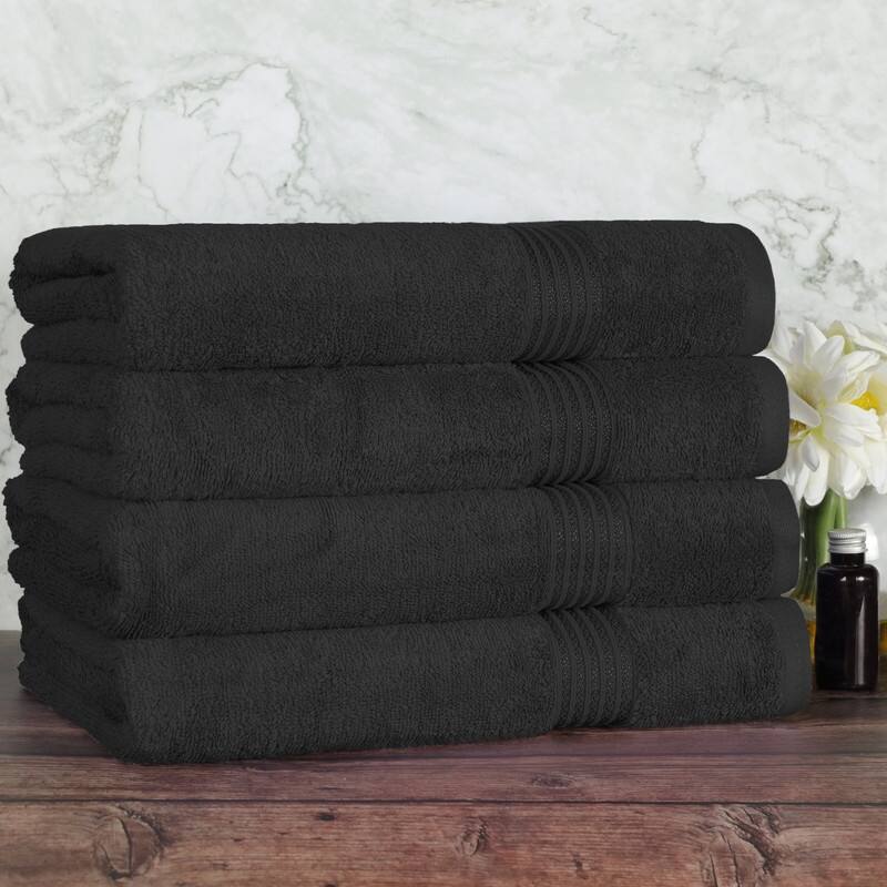 Blue Nile Mills Ibiza Egyptian Cotton Bath Towel, Set of 4 - Black