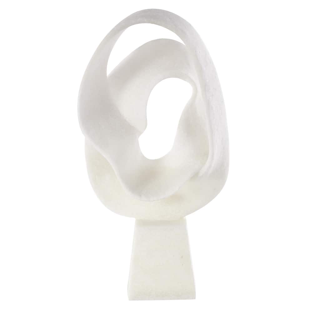 Polystone Abstract Textured Wave Decorative Sculpture with Elevated Base - White - Roche River Decor