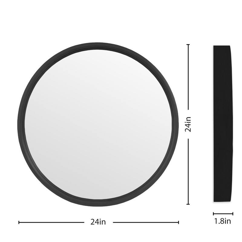 Classic Wooden Frame Farmhouse Round Wall Mirror