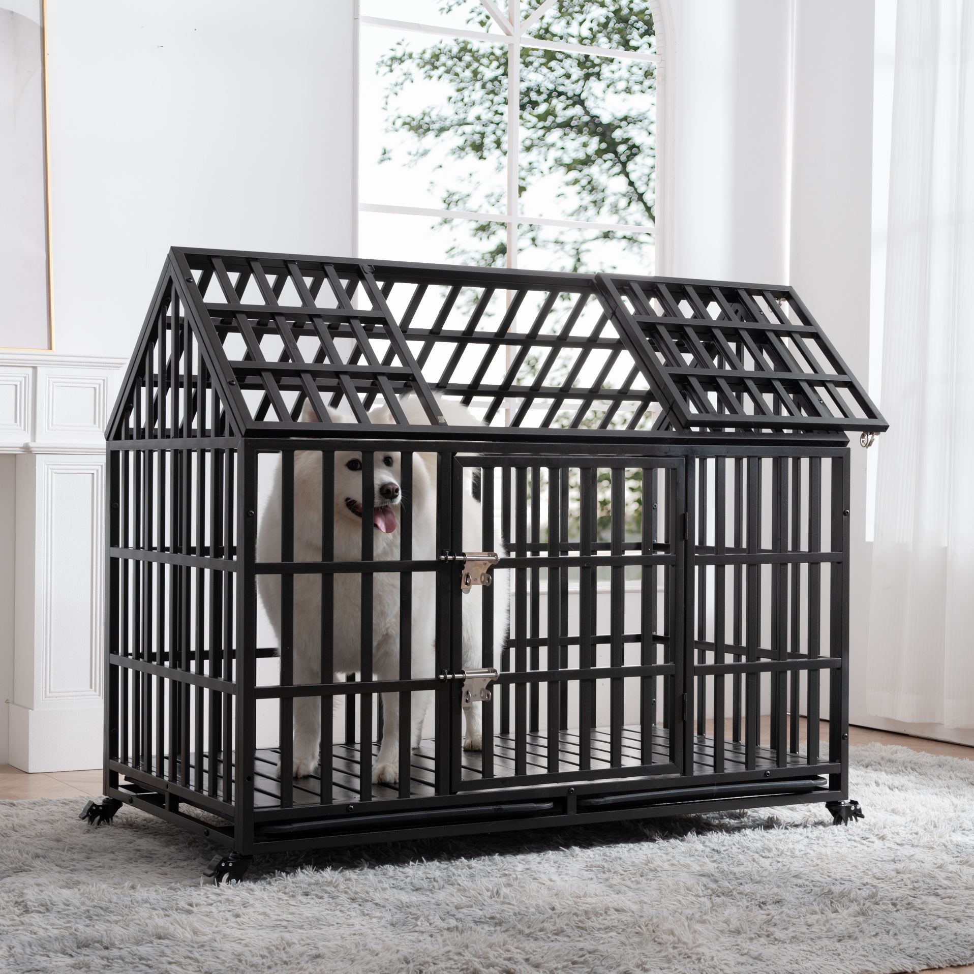 Large metal dog kennels clearance