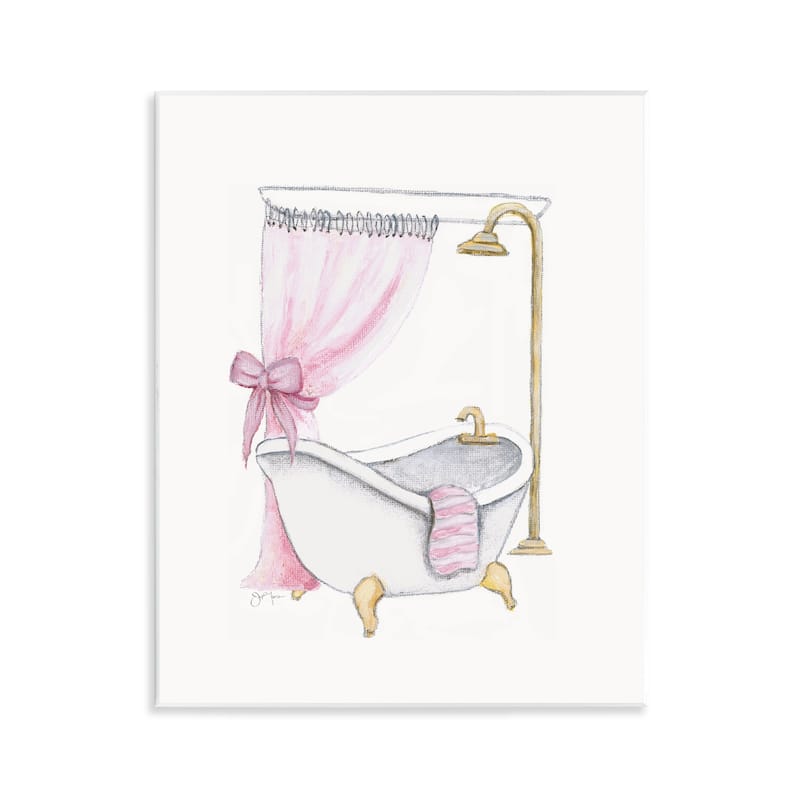 Stupell Simple Glam Bathroom Tub Wall Plaque Art Design By Janet Tava - 11 x 14