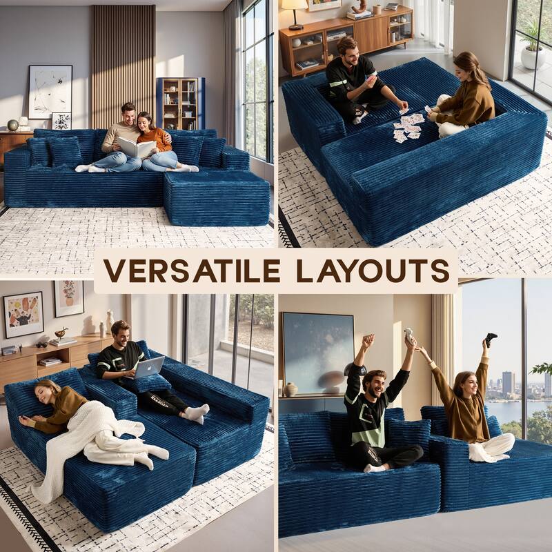 OVIOS All-Foam Plush L-Shaped Sofa​