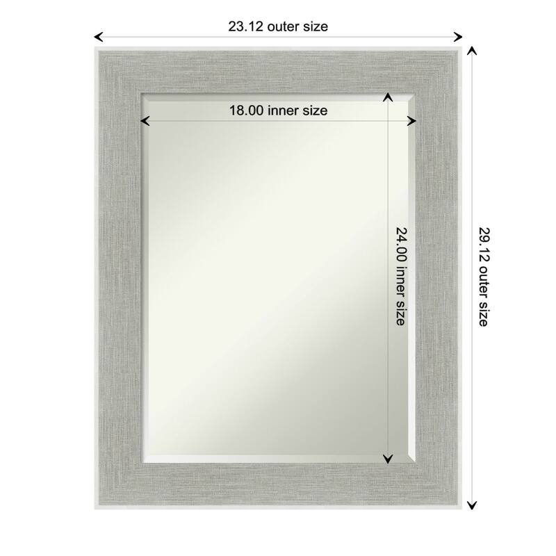 Beveled Wall Mirror - Glam Linen Grey Frame - Glam Linen Grey - 23 x 29-inch