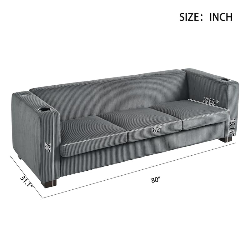 Christopher Knight Home- Dillan Polyester 80-Inch 3 Seater Sofa