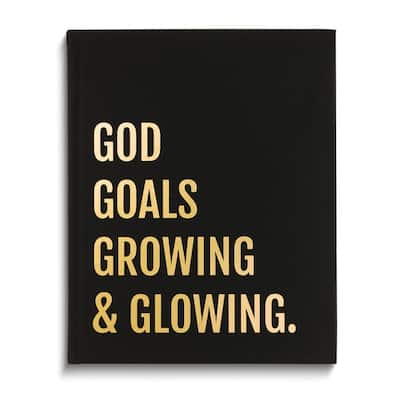 Curata Thomas Cocoa Black Gold Foil God Goals Growing Glowing 8x10in 256 Lined Pages Desk Journal