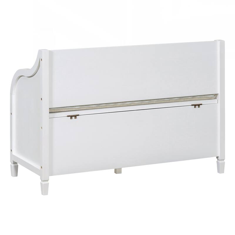 Rustic Style Solid wood Entryway Multifunctional Storage Bench with Safety Hinge