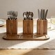 preview thumbnail 1 of 6, Acacia Wood Utensil Holder 13 x 4.5 x 4.7 in 3-Section Countertop Caddy with Bottom Tray Kitchen Organizer - 13 x 4.5 x 4.7 in Brown - 13 x 4.5 x 4.7 in