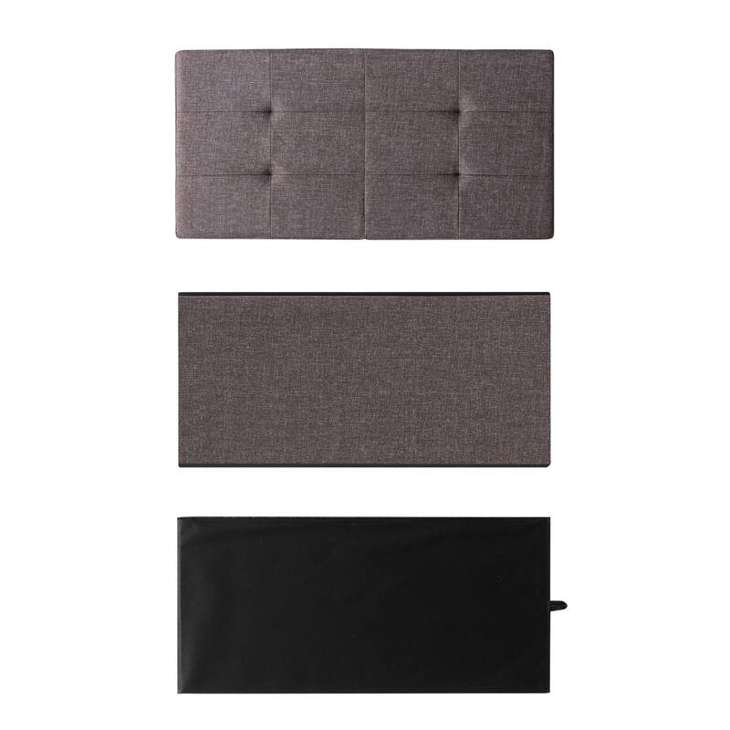 30 Inch Smart Lift Top Button Tufted Fabric Storage Ottoman by Crown Comfort