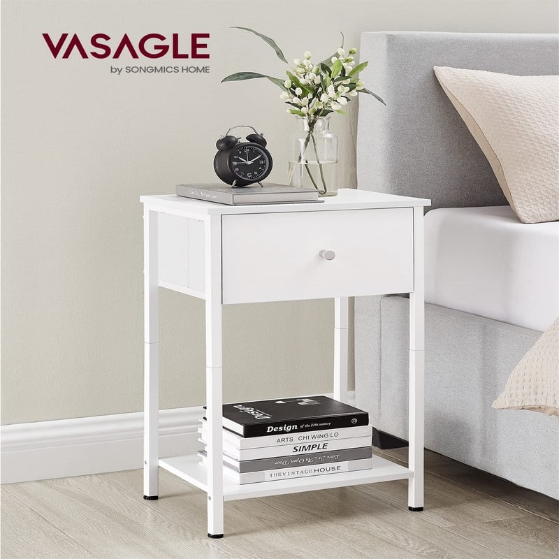 Nightstand, Side Table with Fabric Drawer