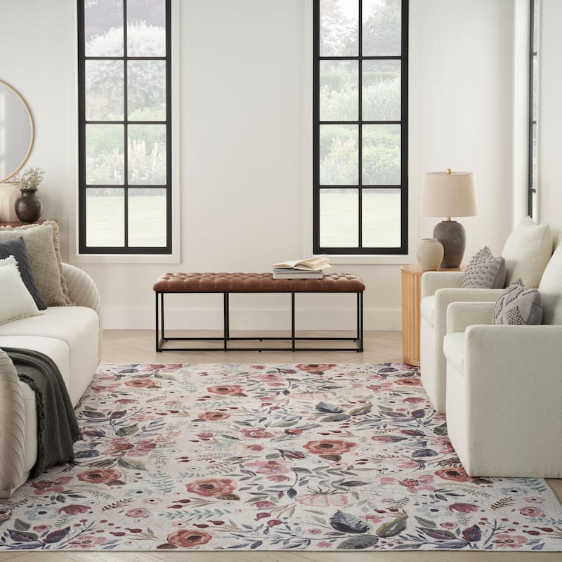 Nourison Washables Indoor Multicolored Floral Area Rug