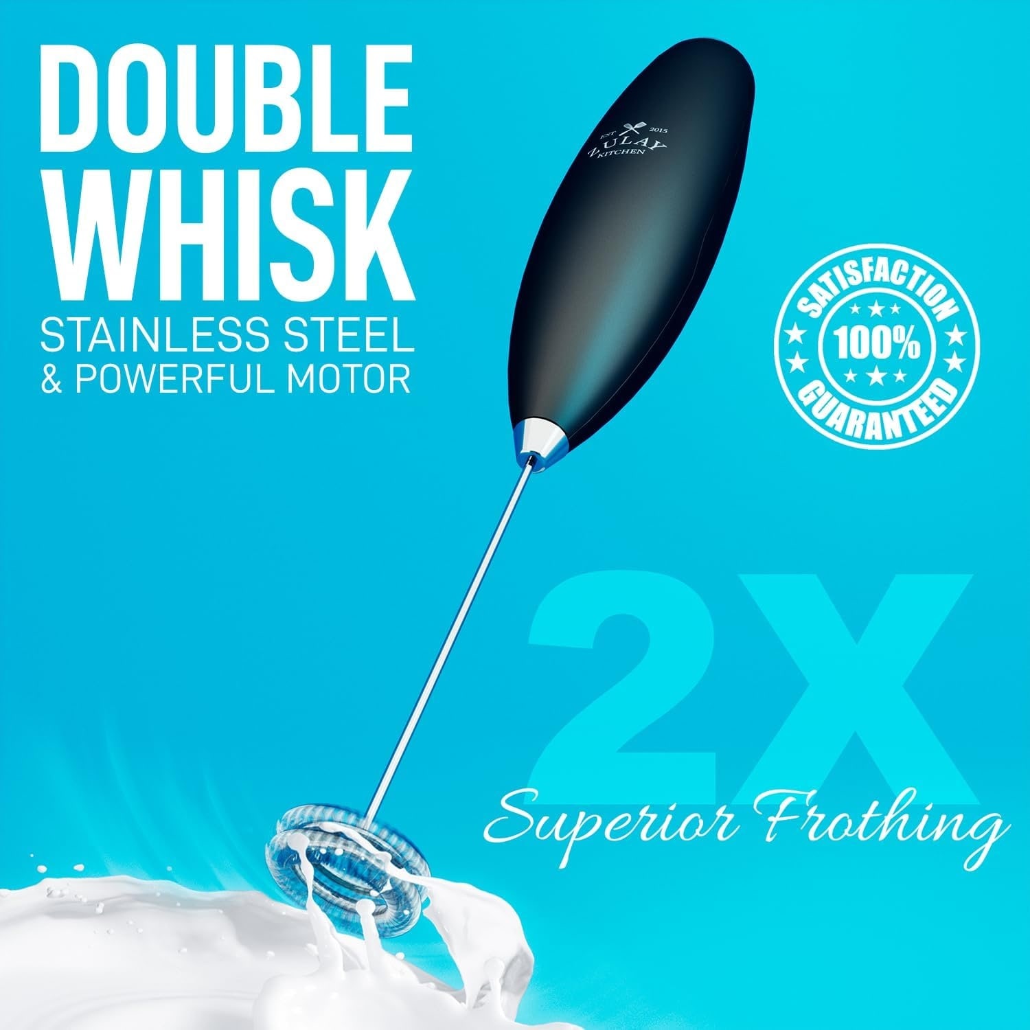 Zulay Kitchen Stainless Steel Handheld Milk Frother