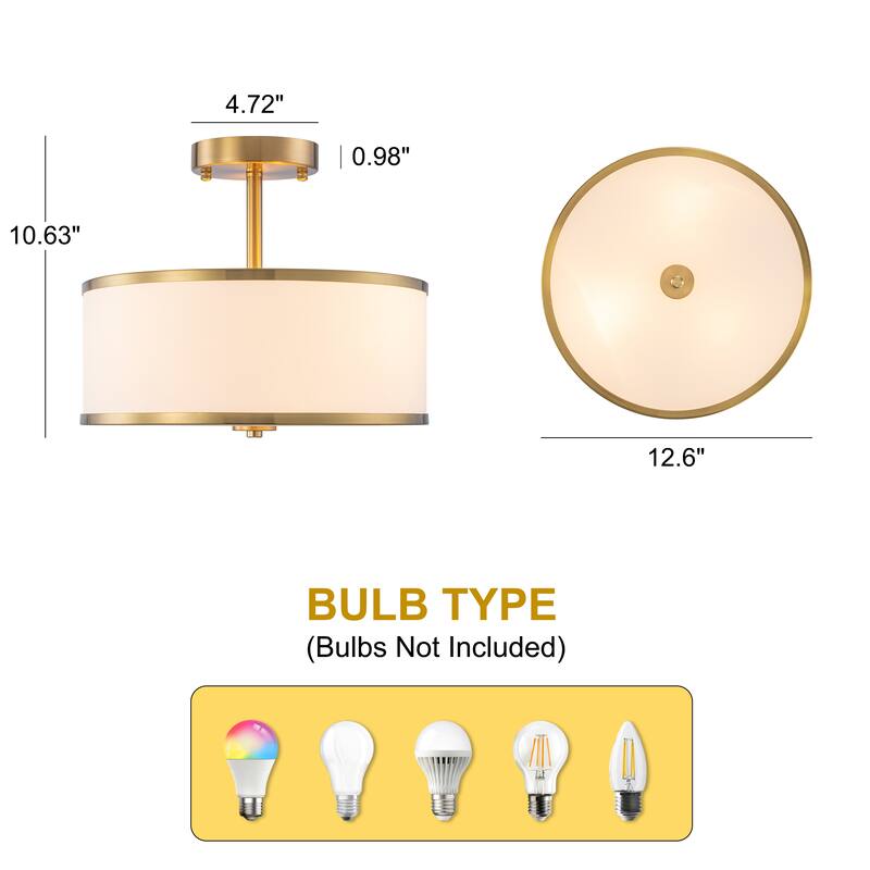 Starsky Modern 3-light Fabric Drum Semi Flush Mount