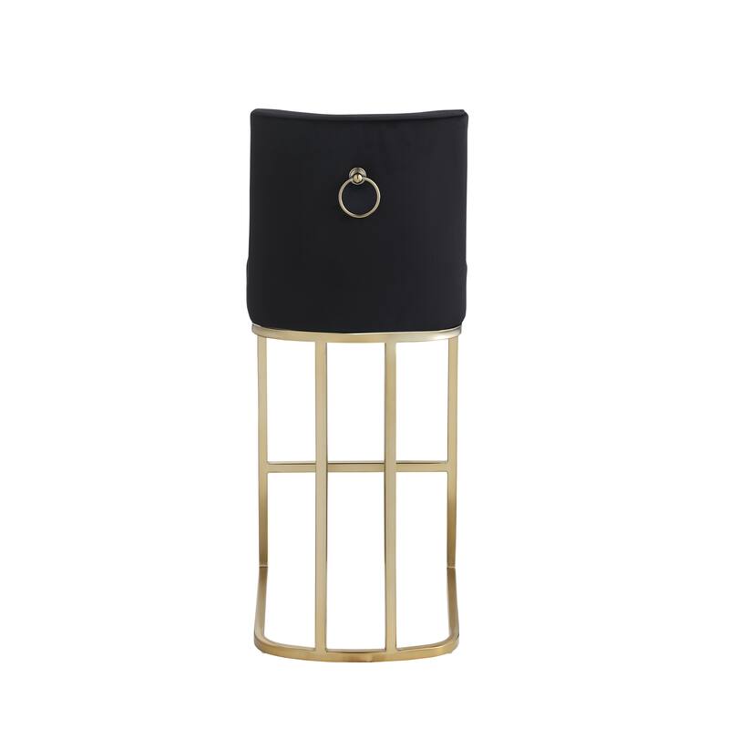 Modern 26" Set of 2 Bar Stools with Velvet Backrest Cushioned Seat and Metal Frame for Bar Counter Dining Room or Living Room