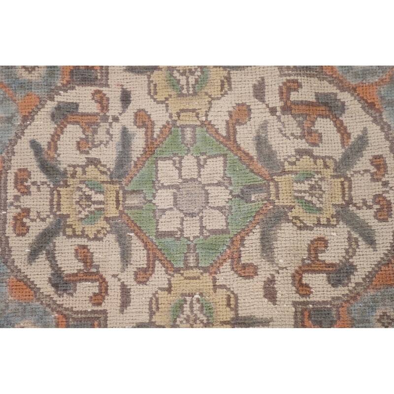 Over-Dyed Blue Tabriz Persian Vintage Rug Handmade Wool Carpet - 9'10"x 13'0"