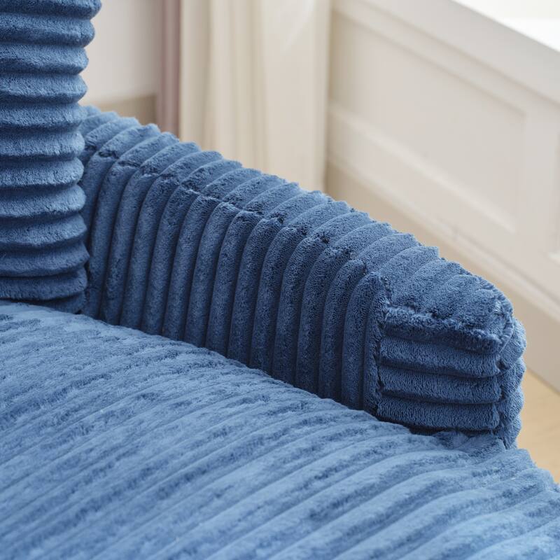 Oversized Fan-shaped Corduroy Couch, 2-piece Sectional Sofa with 4 & 8 Throw Pillows