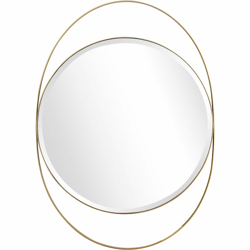 HomeRoots 39" Painted Oval Accent Mirror Wall Mounted With Metal Frame - 35.4