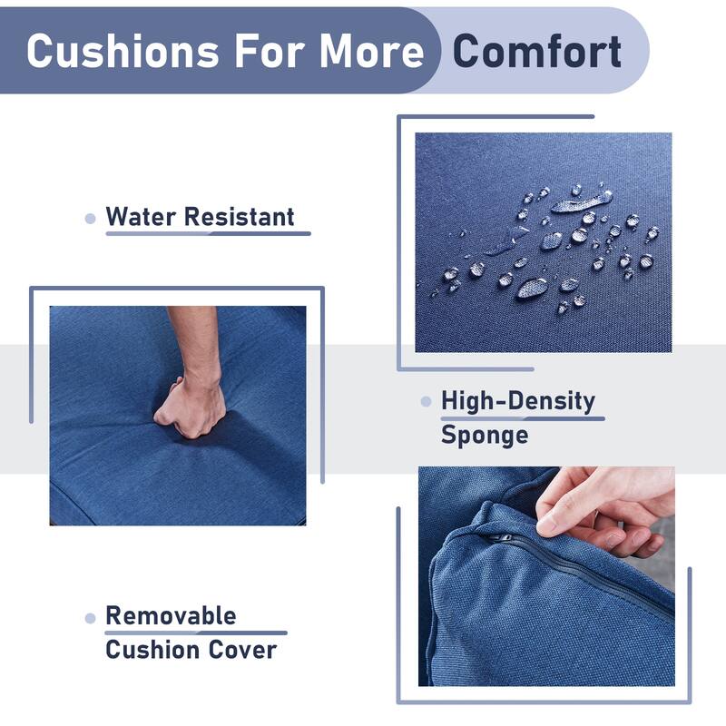 Outdoor Swivel Chairs with Sofa Ottoman Brown-Blue - Brown