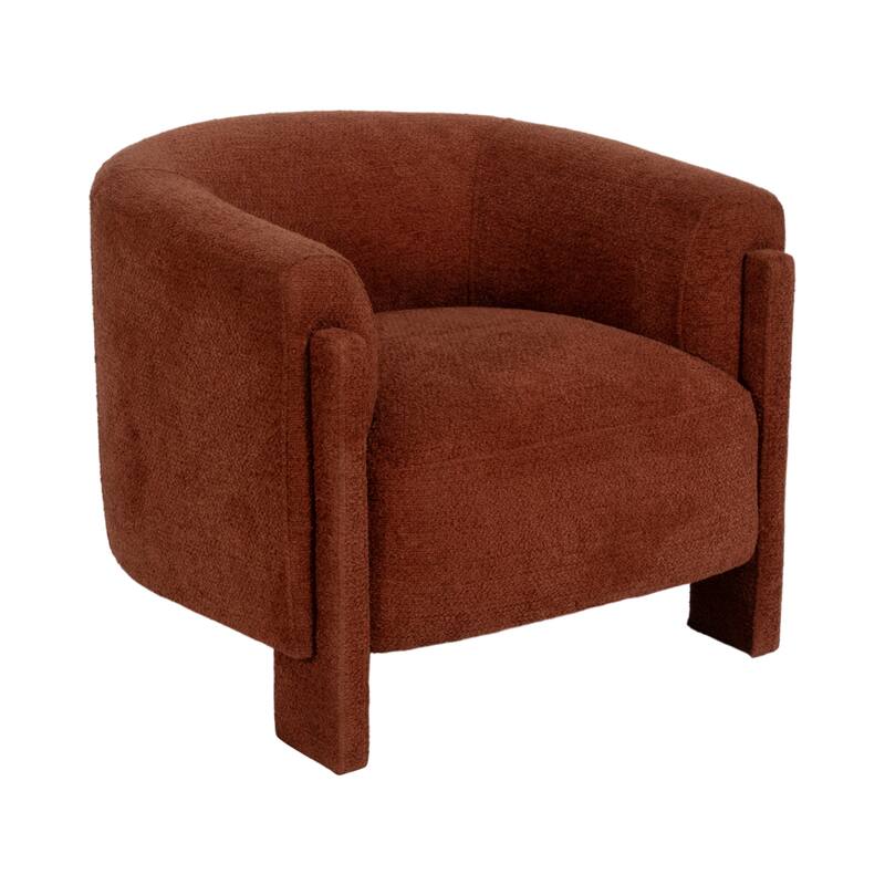 Contemporary Curved Upholstered Barrel Chair Plush Seat and Wood Frame