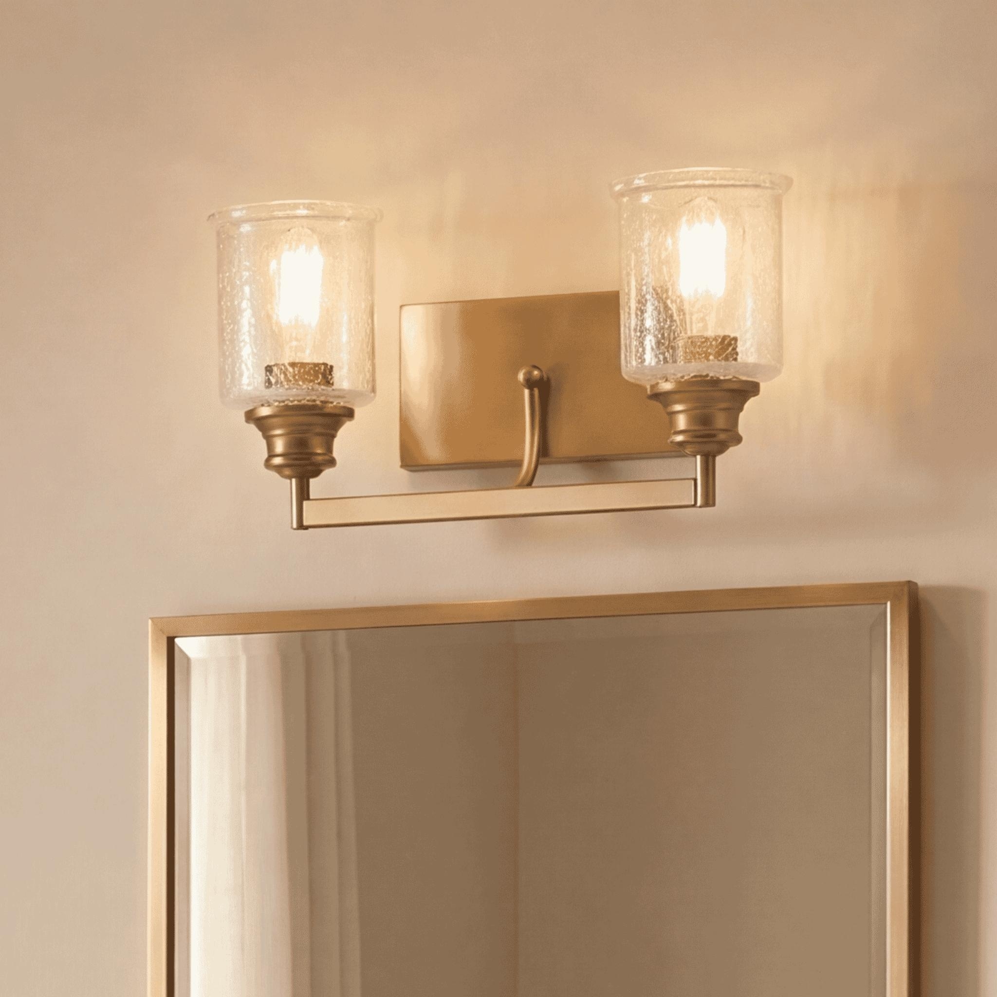 Hampton 2-Light Bathroom Vanity Light in Warm Brass