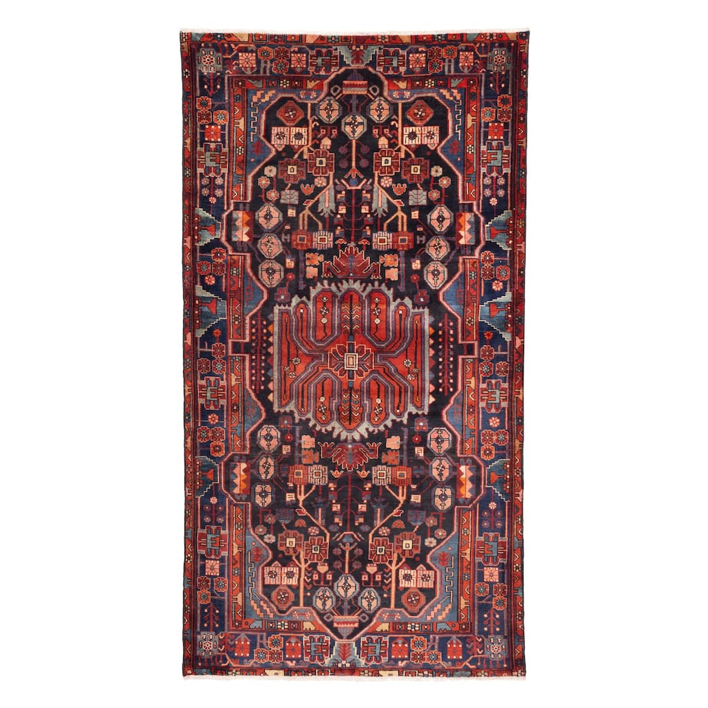 ECARPETGALLERY Hand-knotted Anatolian Dark Navy Wool Rug - 4'11 x 9'6