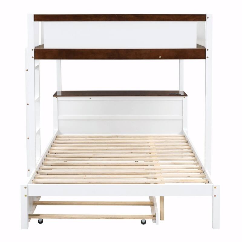 Full-Over-Full Bunk Bed with Twin Trundle, Storage & Built-In Desk