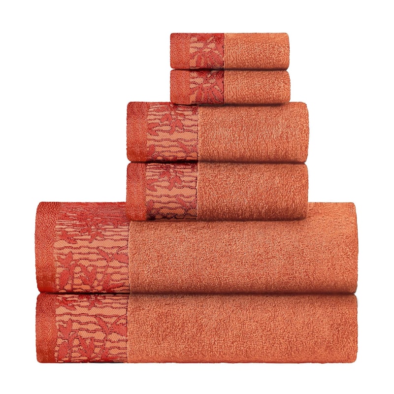 Superior Wisteria Cotton Floral Jacquard 6 Piece Bathroom Towel Set