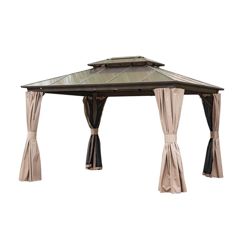 10'x12' Outdoor Gazebo with Polycarbonate Double Roof