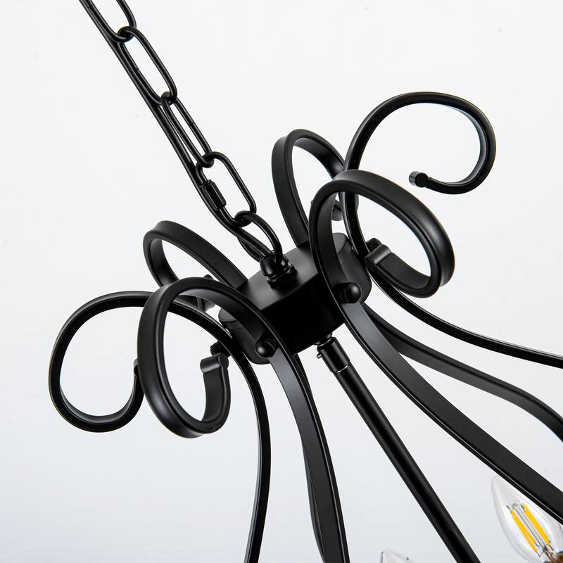 6-Light Modern Candlestick Hanging Linear Chandelier Lighting for Kitchen Island