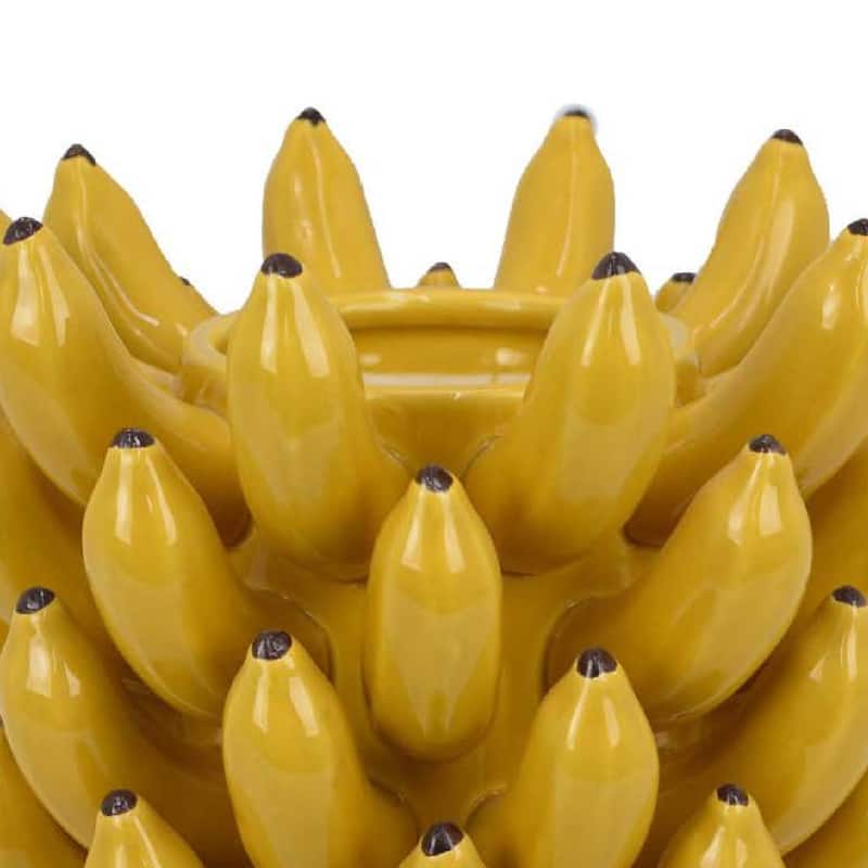 Joseph Accent Vase with Tiered Banana Accents, Yellow Ceramic 11 Inch