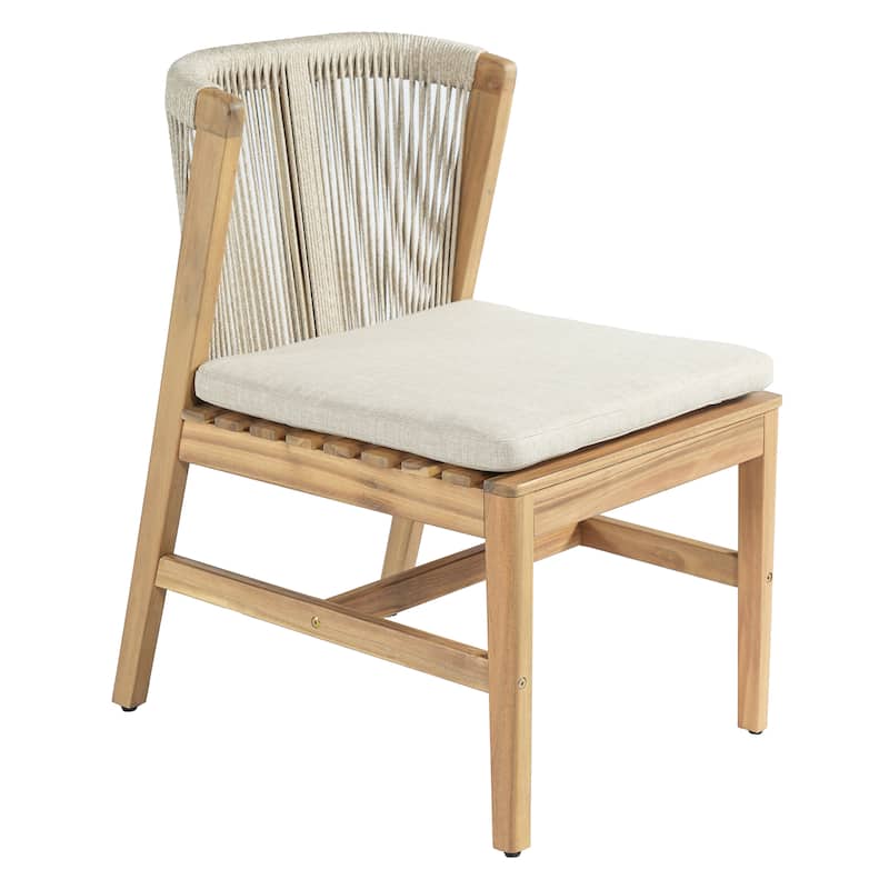 Christopher Knight Home - Solterra Farmhouse Wood & Rope Woven 9-Piece Outdoor Dining Set with Slat Table