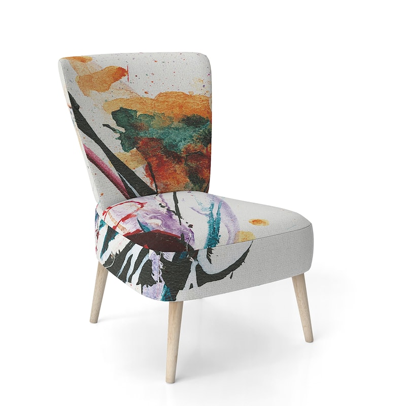Designart "Abstract Orange Flowers" Upholstered Traditional Accent Chair - Arm Chair