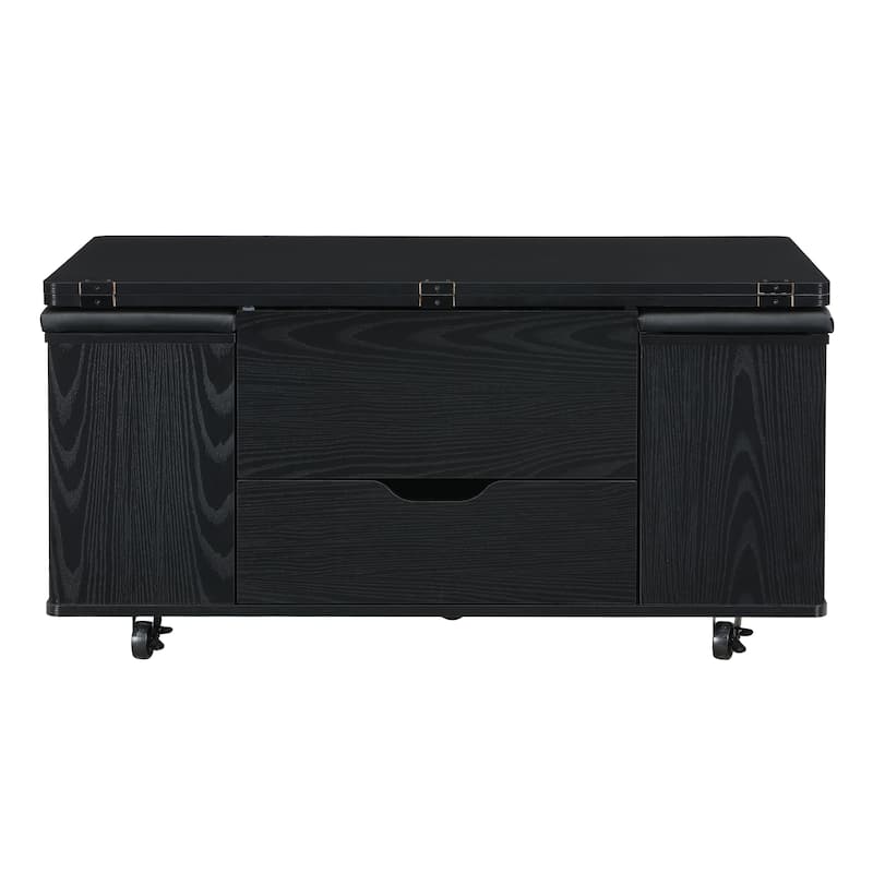 Lift-Top Coffee Table with Hidden Storage, 3-in-1 Folding Center Table, Coffee Table with 4 Stools & Lockable Wheels