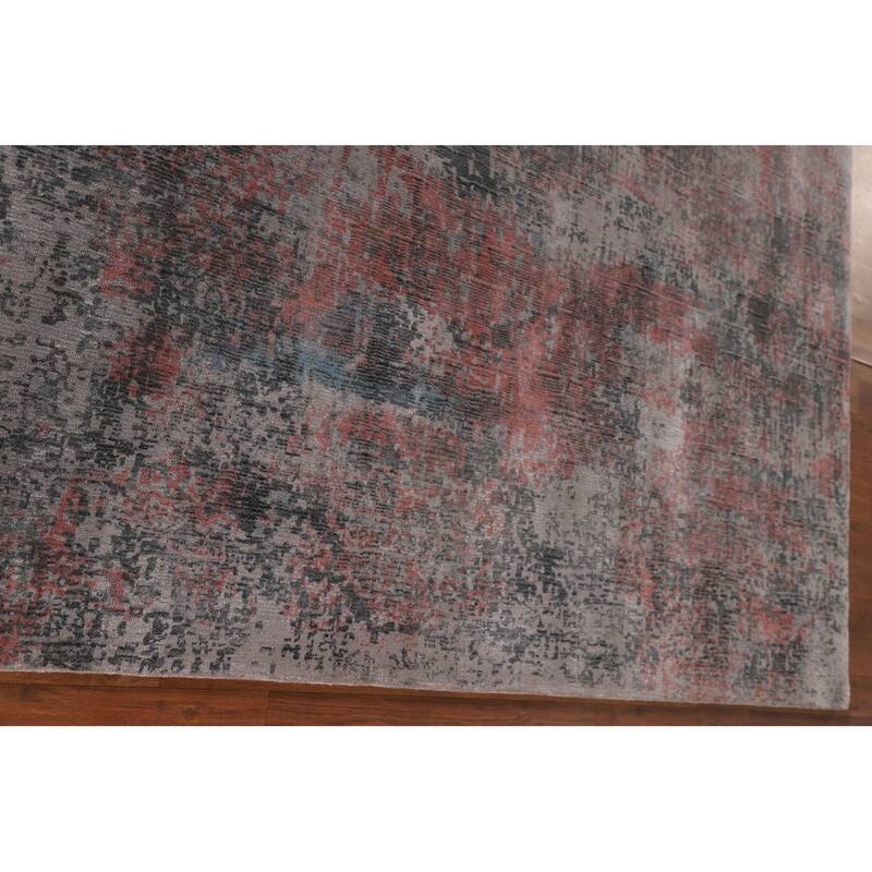 All-Over Abstract Modern Area Rug Hand-Knotted Wool Carpet - 5'3" x 6'10"