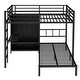 preview thumbnail 7 of 10, Full XL Over Twin Bunk Bed with Folding Desk for Kids, Heavy Duty Metal Bed Frame w/ LED Closet & Safety Guardrails, Noise Free