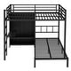 preview thumbnail 7 of 10, Full XL Over Twin Metal Bunk Bed with Folding Desk Closet LED Space-Saving Black