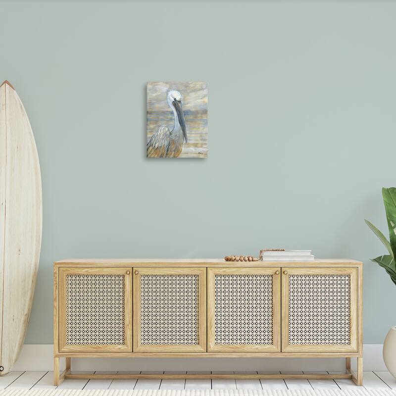 Stupell Coastal Pelican Bird Abstract Portrait Stretched Canvas Wall Art, Design by Paul Brent