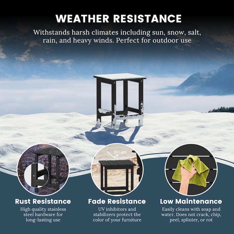 Polytrends Laguna Hdpe All Weather Outdoor Patio Square Side Table
