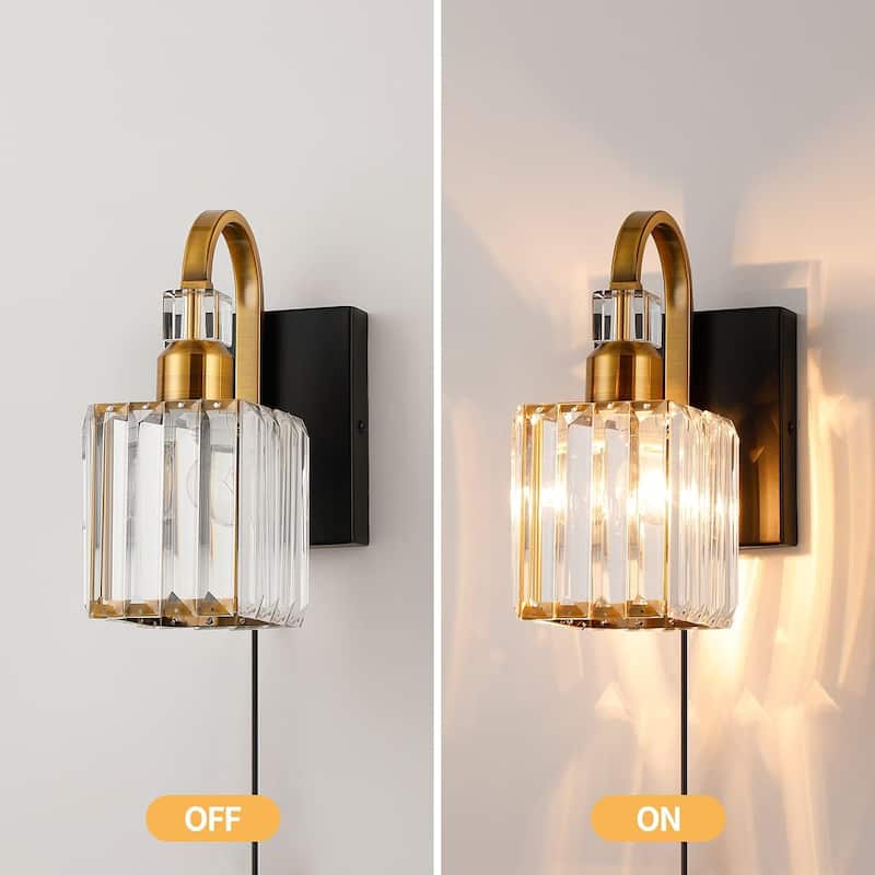 Plug in hallway light gold+black wall light metal bathroom light