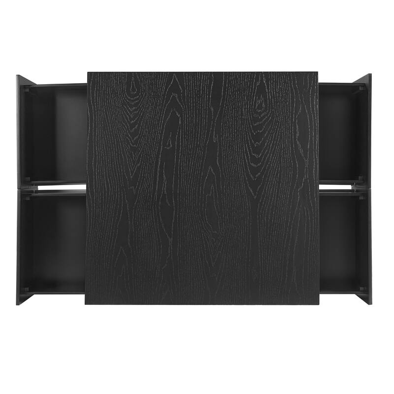 33.25" Black Square Coffee Table with 4 Drawers