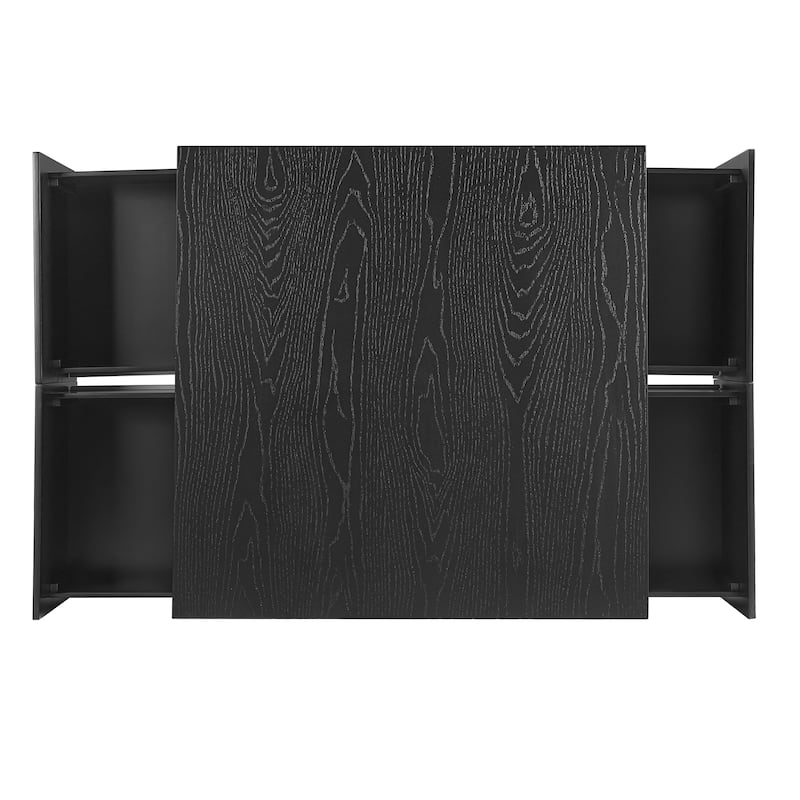 Wood Coffee Table Office Table with Four Storage Drawers, Dining Table Accent Table with Compact Square Design