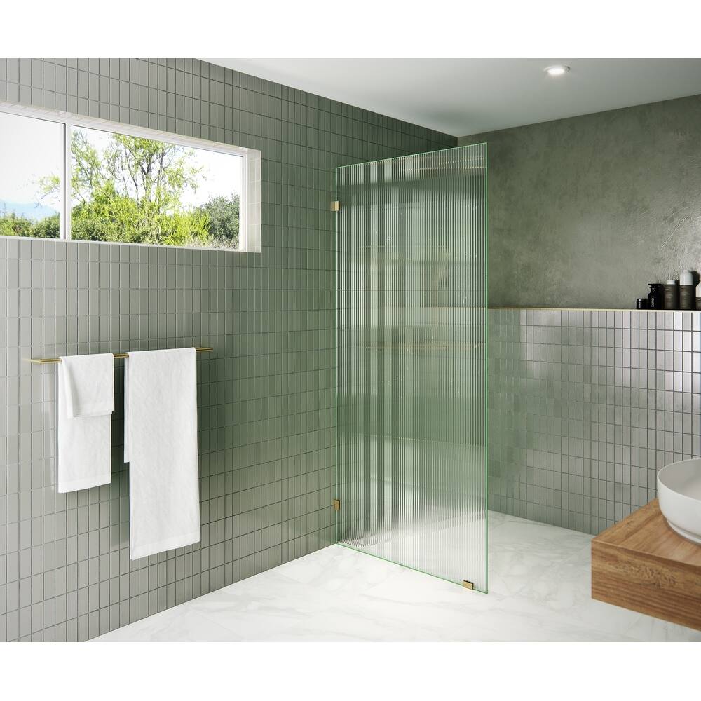 Glass Warehouse 36" x 78" Frameless Shower Door - Single Fixed Panel Fluted Frosted