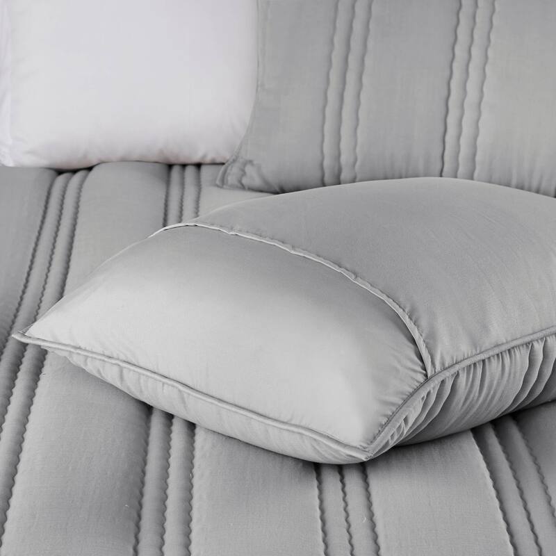 3 PCS Full/Queen Poly Gauze Quilt Set Gray
