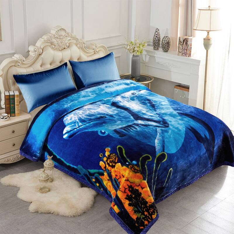 Floral & Animal 2-Ply Heavy Raschel Blanket 85" X 95"