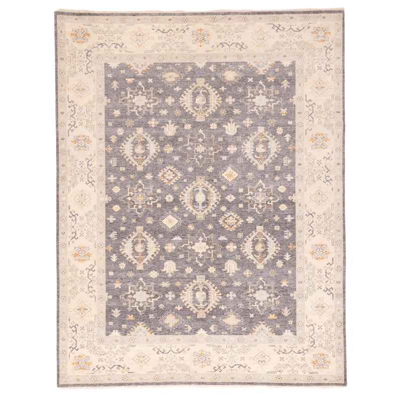 ECARPETGALLERY Hand-knotted Jules Sultane Dark Grey Wool Rug - 8'0 x 9'11