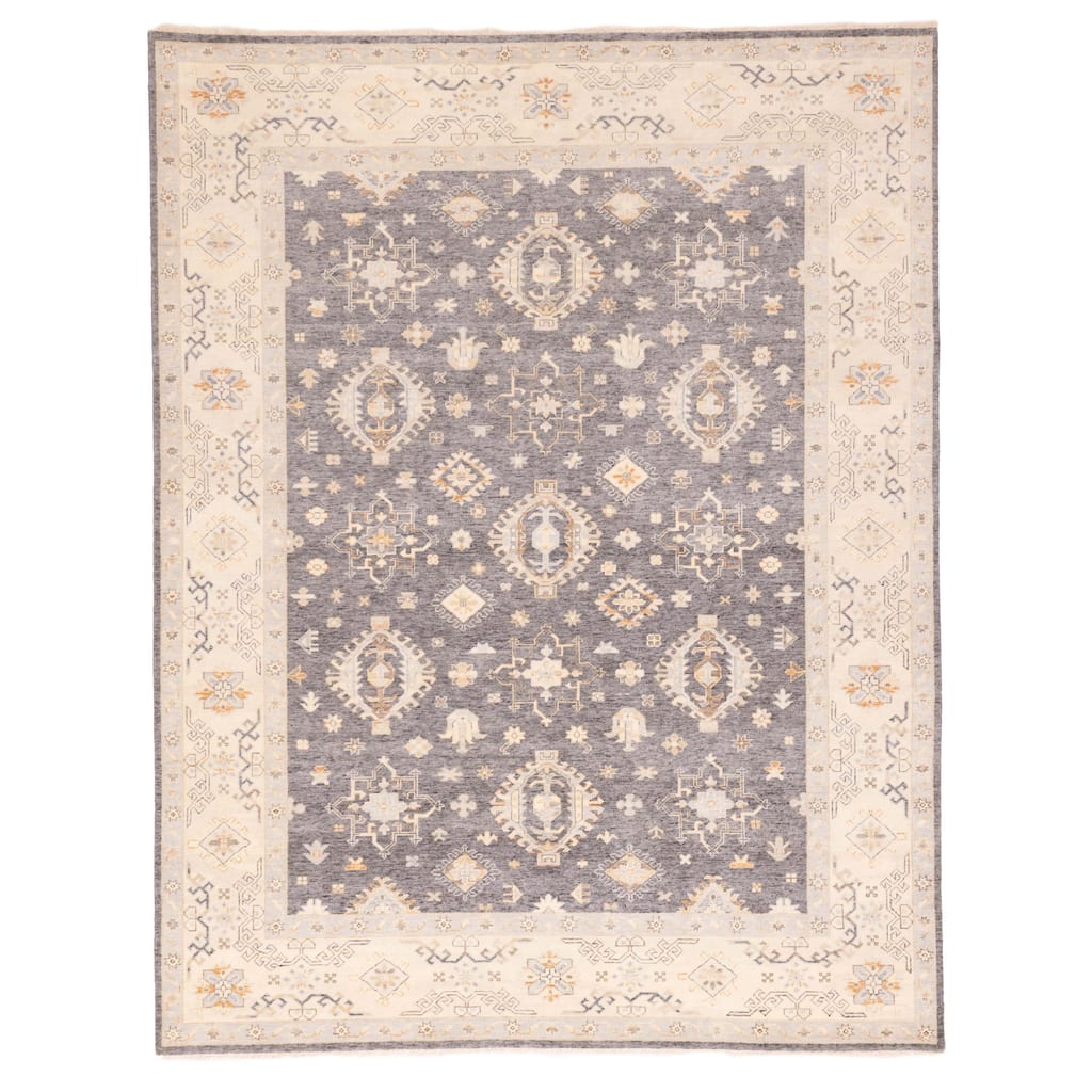 ECARPETGALLERY Hand-knotted Jules Sultane Dark Grey Wool Rug - 8'0 x 9'11